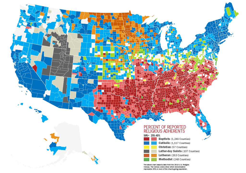 Map Denominations By County In The Us Ministry127 5752