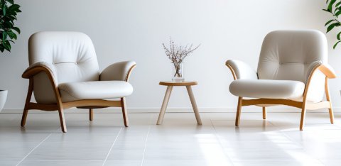 bright white room with two chairs 