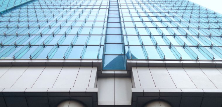 blue glass building