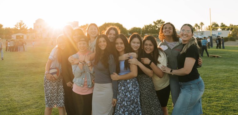Smiling teenagers at a park