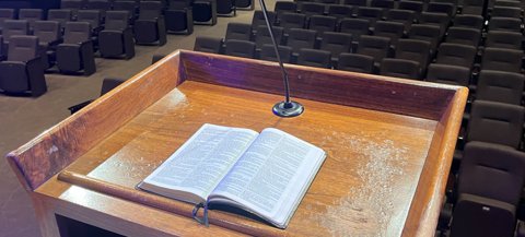 Bible at pulpit