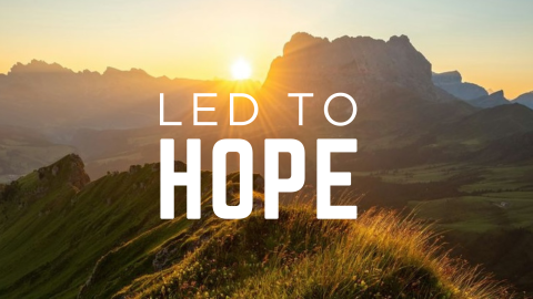 Led to hope background pic, with sunset and mountains. 